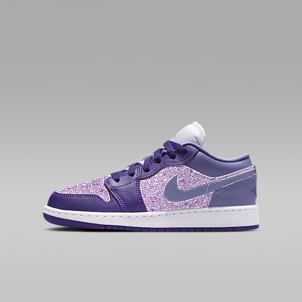 Customs Hand-made Purple Air Jordan 1 Low Children's Sneaker